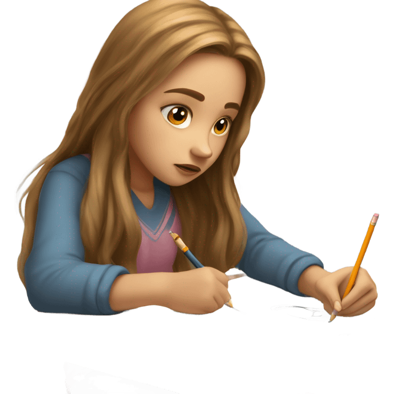 Girl while drawing  emoji