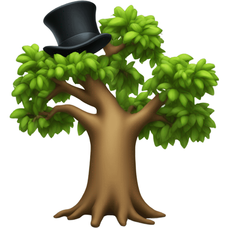 A tree dancing with a top hat emoji