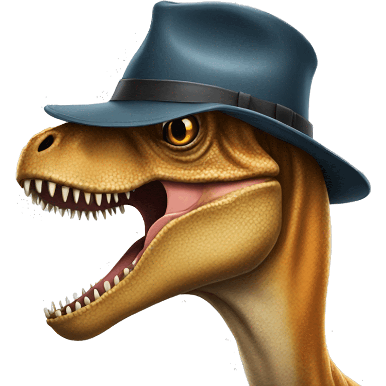 T. rex wearing hat emoji