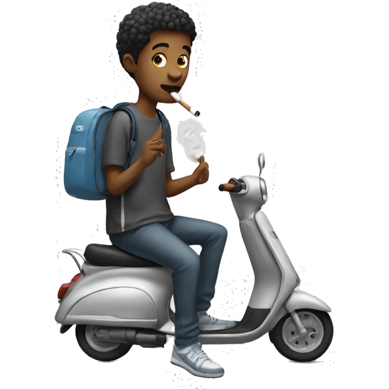 Young man smoking on a scooter wearing Nike  emoji