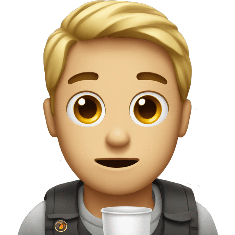 a emoji with a coffee and tired emoji