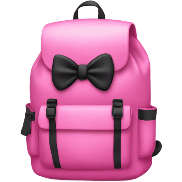 pink backpack with a black bow on it emoji