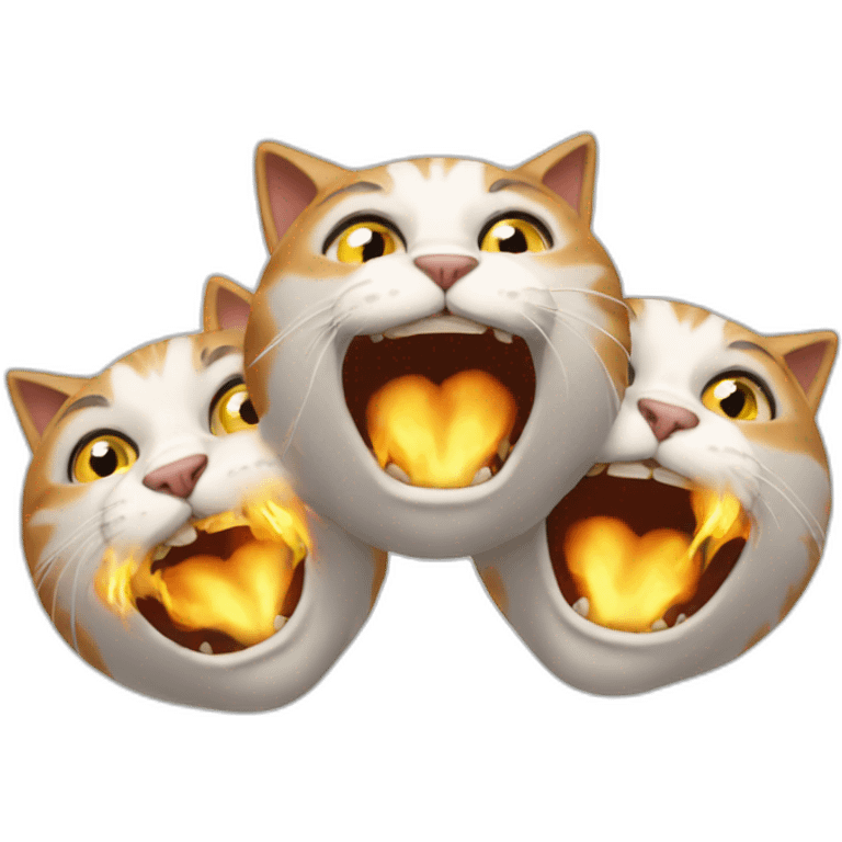 Cat-three-heads-spitting-fire emoji