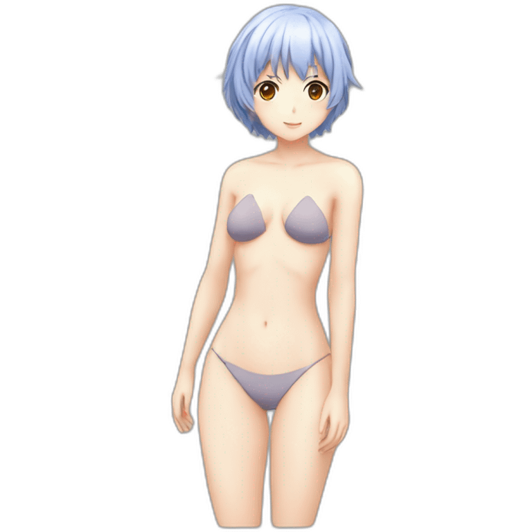 rei ayanami nue, full-body, short-hair, teen, enfant, bikini emoji