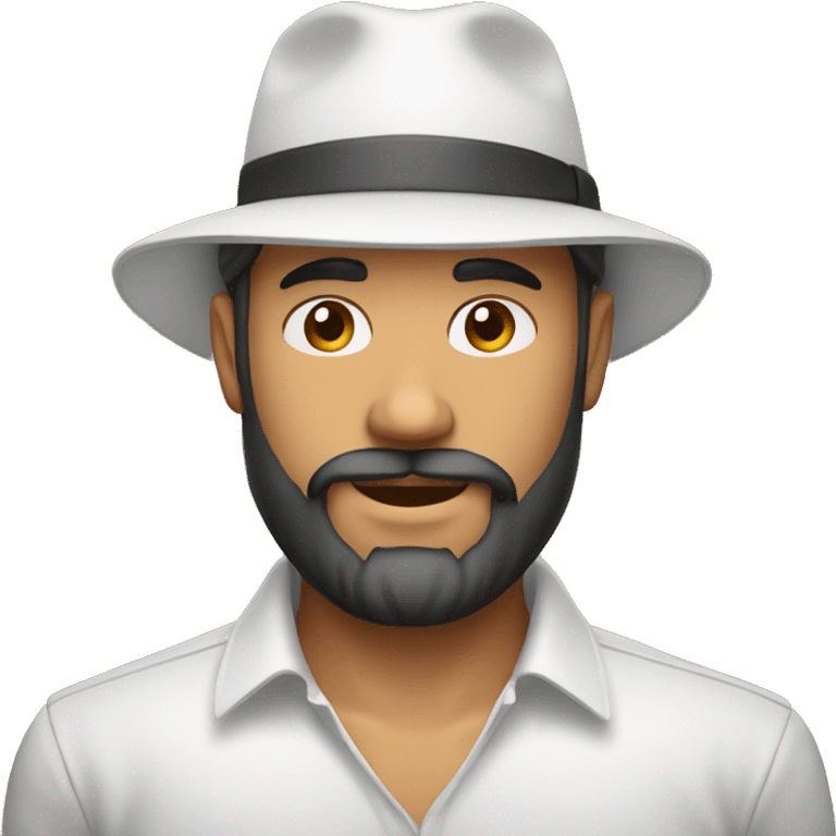 homem branco com barba grande e boné emoji