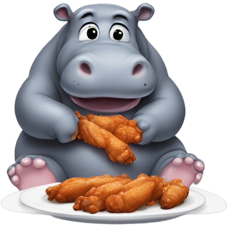 Hippo eating wings emoji