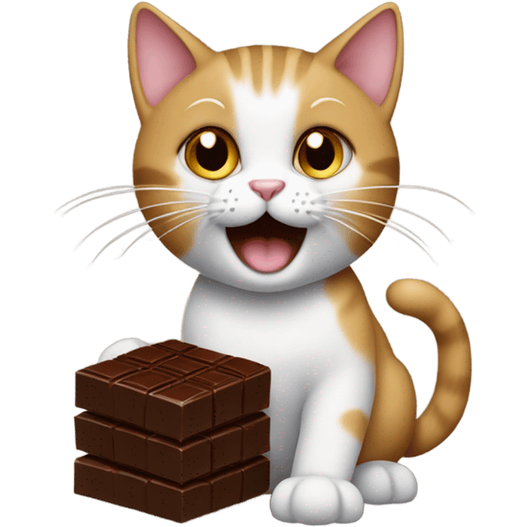 Cat with chocolate in paws emoji