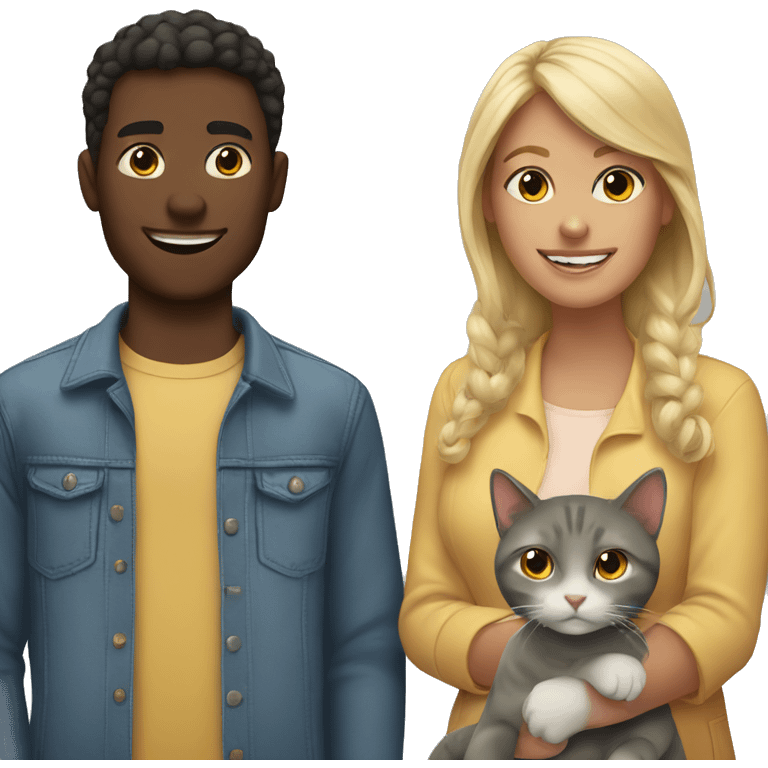 2 people and 2 cats emoji