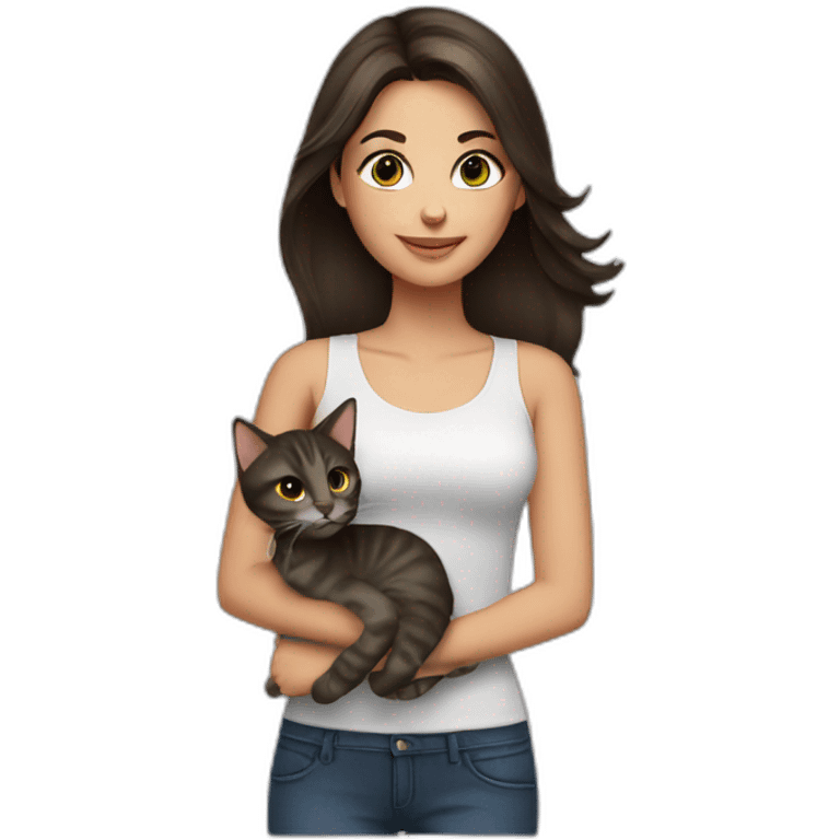 Brunette with cat emoji