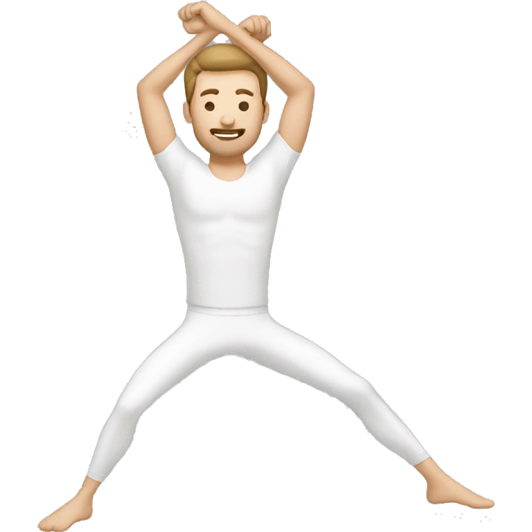 white men doing stretch emoji