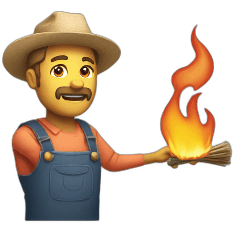 A farmer who is burning emoji