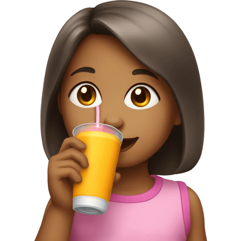 Little girl drinking a Juice box emoji