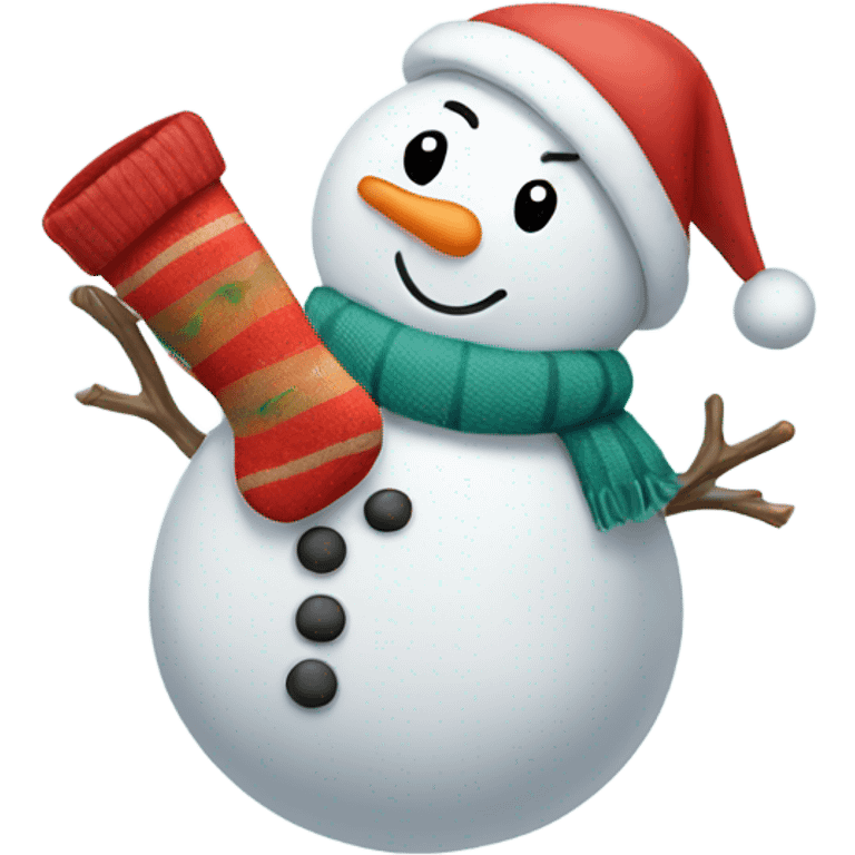 Snowman holding stocking emoji