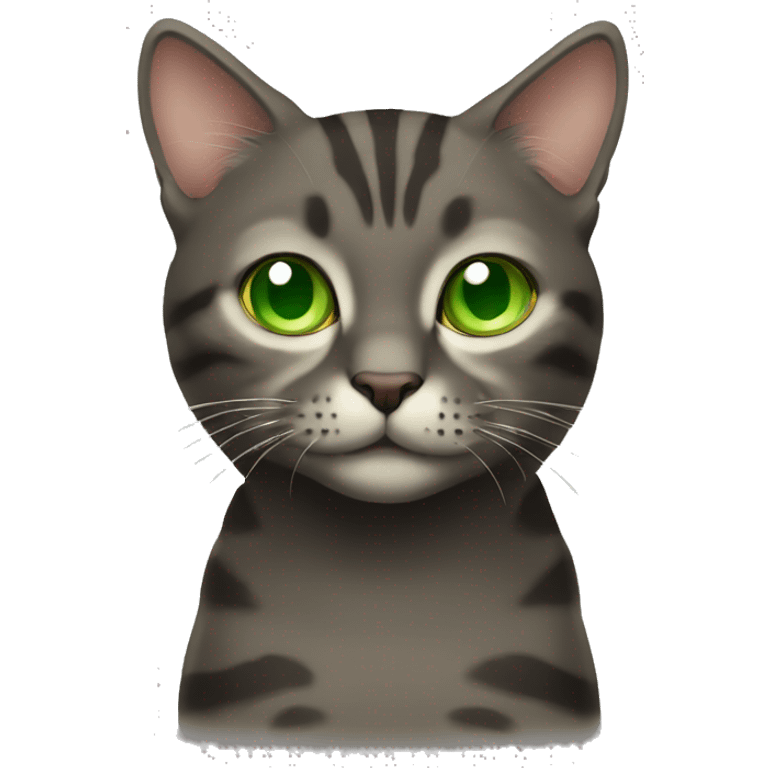 dark tabby cat with light green eyes emoji