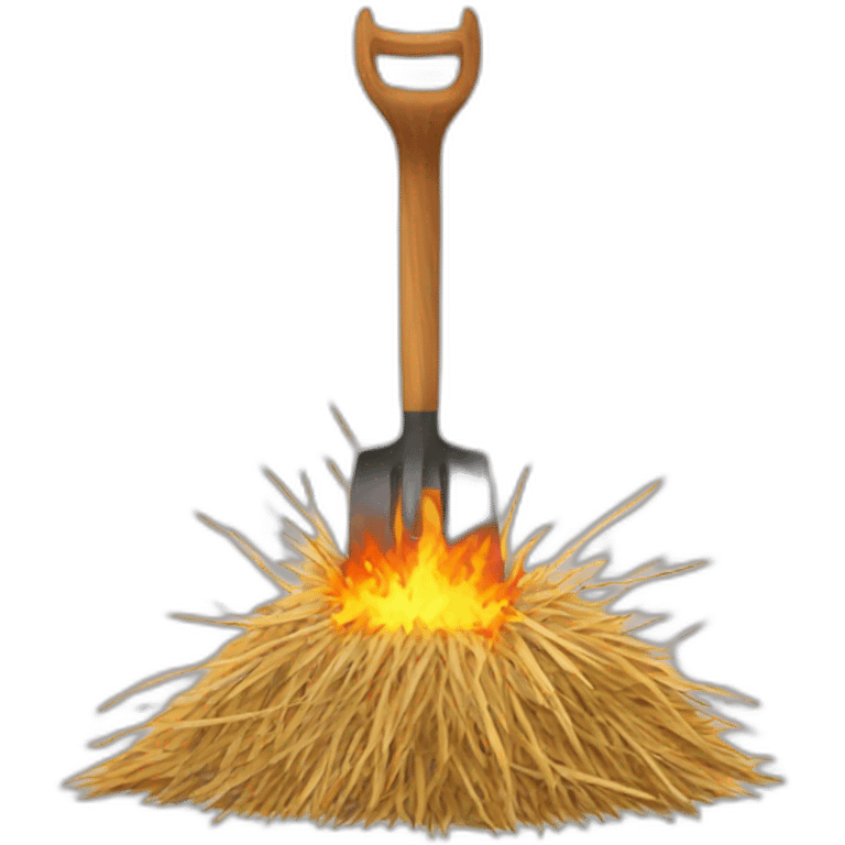 pitchfork with burning hay emoji