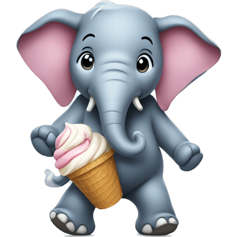 Dancing elephant and eating ice cream emoji