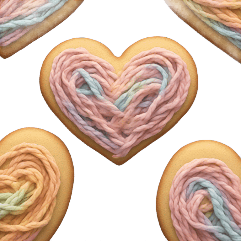 Cookie heart with yarn emoji