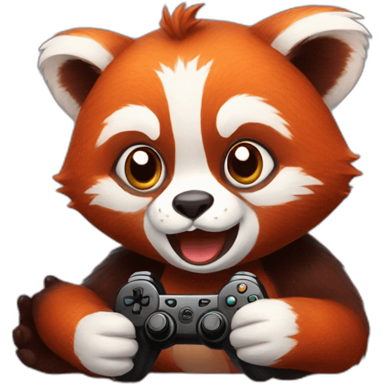 red panda playing video games emoji