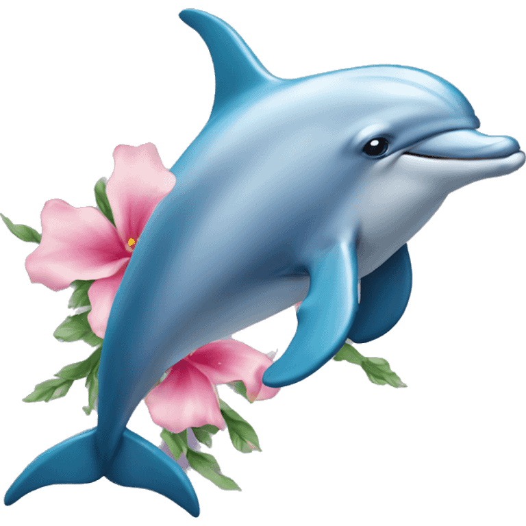 Dolphin with flower emoji