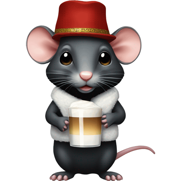 Black rat in a white Russian ushanka hat emoji