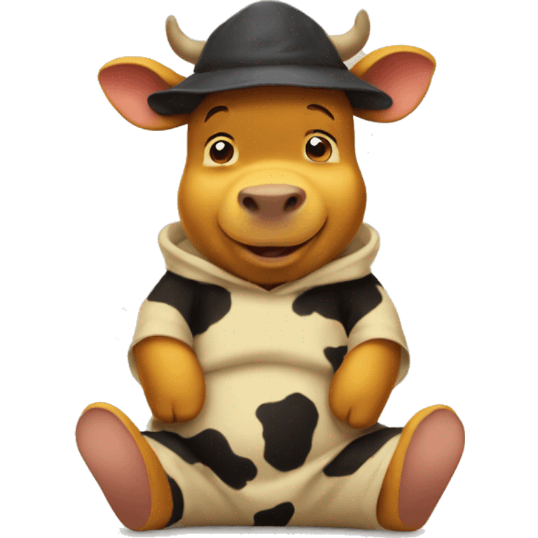 Winnie the Pooh in a cow outfit emoji