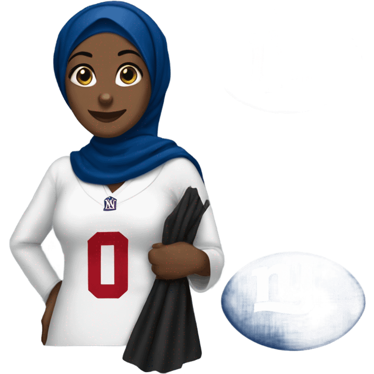 Black Hijabi holding NY Giants sign emoji