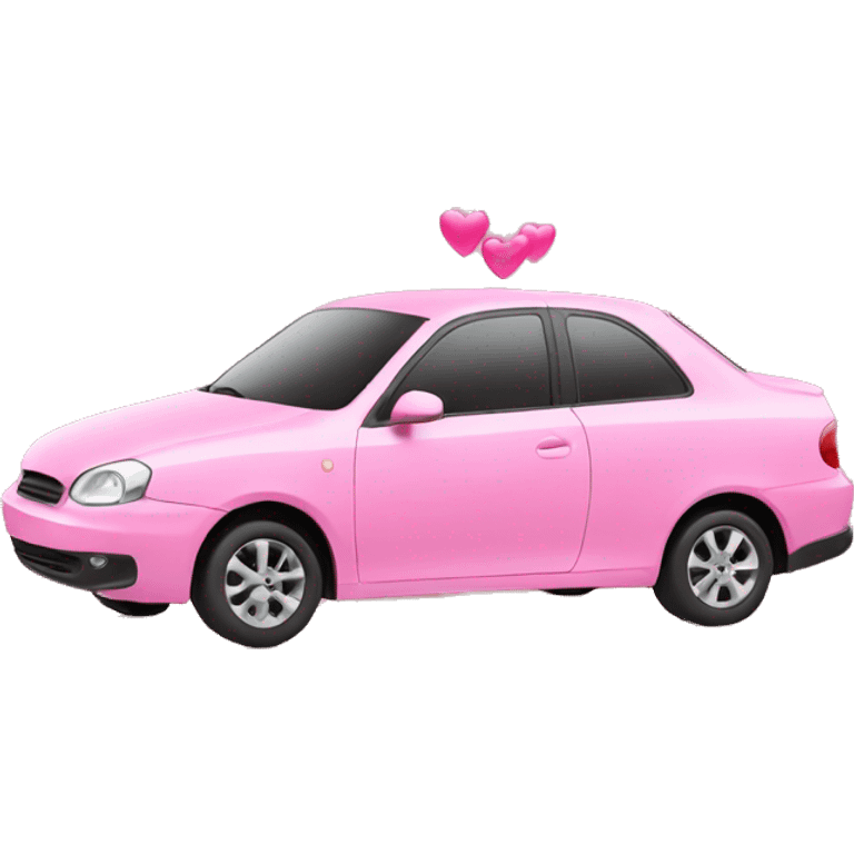 Pink car with hearts emoji