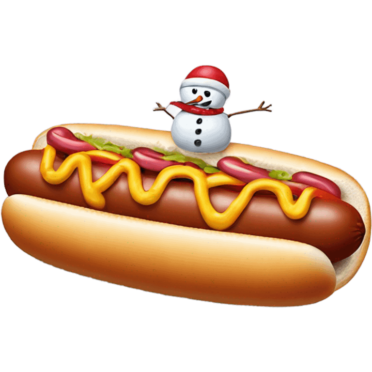 Hot dog eating a snowman emoji