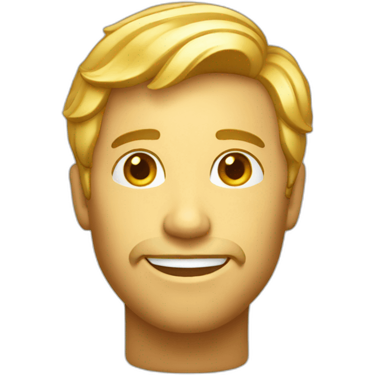 A shiny golden male face emoji