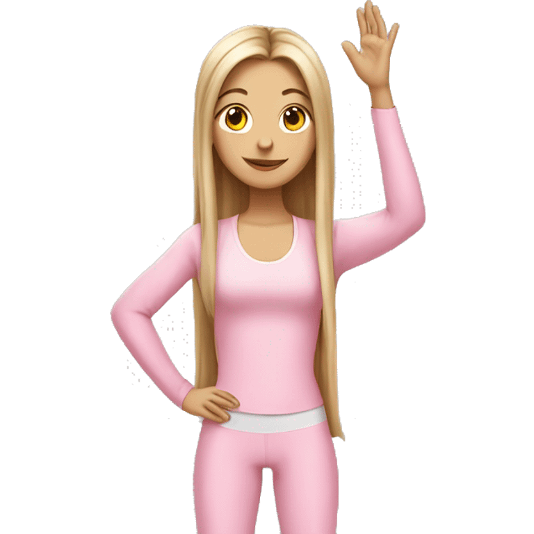 yoga white girl pink suit long hair emoji