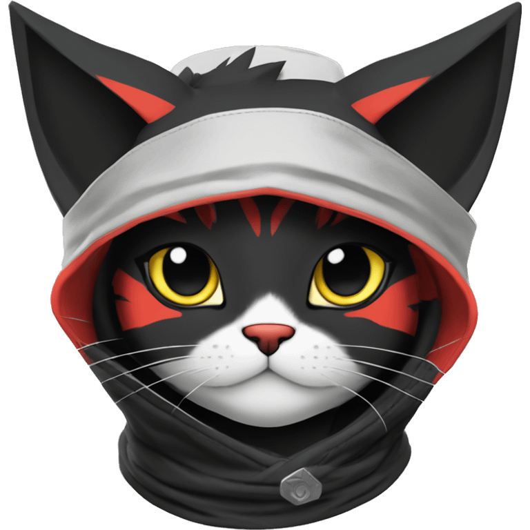 Edgy Shy Anthro Samurai cool pretty dark Litten-Pokémon-cat-fursona-animal techwear bandana emoji