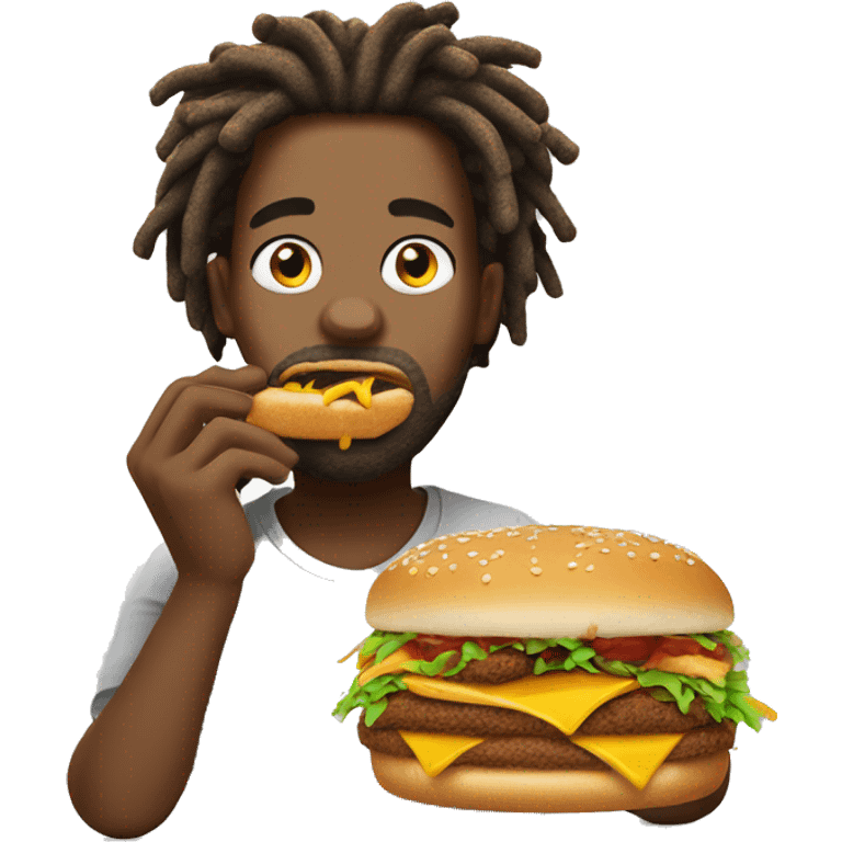 Man with dreadlocks eating McDonald’s emoji