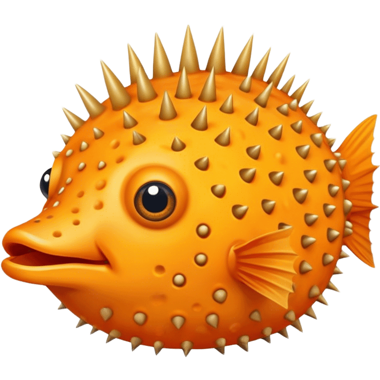 All Orange PufferFish with Spikes Only No fins facing forward emoji