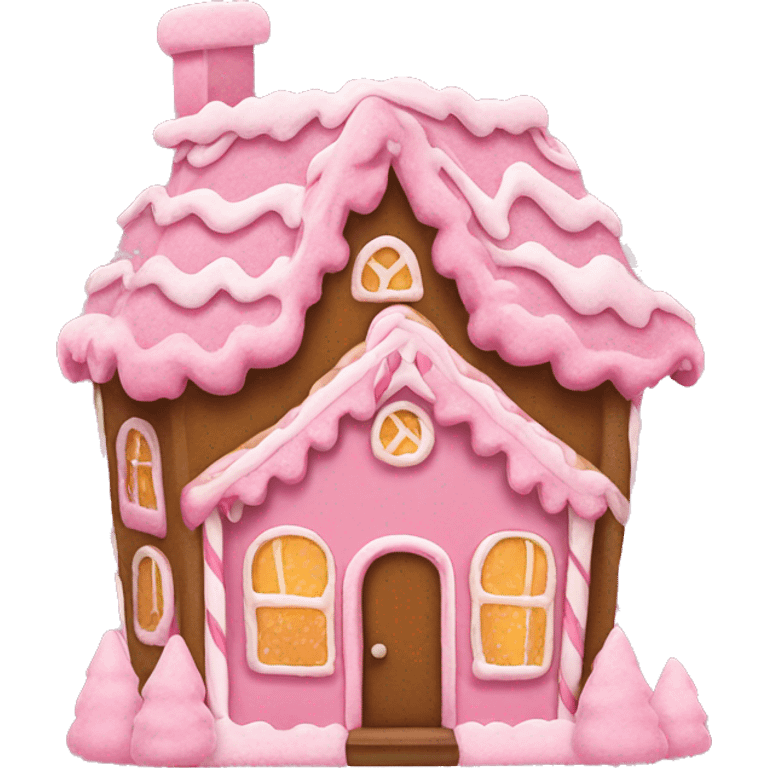 A pink gingerbread house emoji