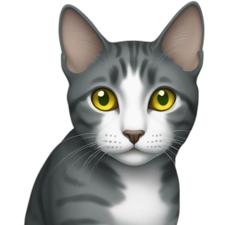 American short-haired cat with yellow-green eyes emoji