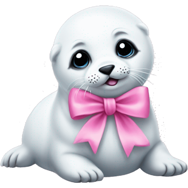 baby harp seal with pink bow emoji