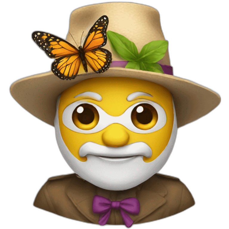 butterfly with hat emoji