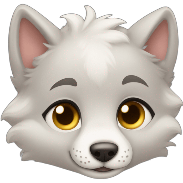 baby wolf blushing emoji