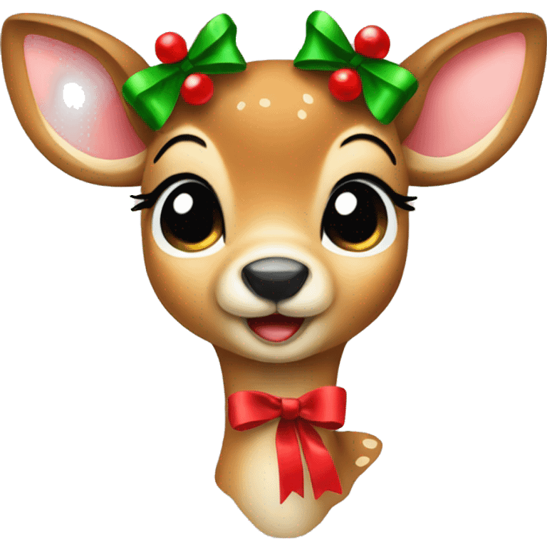 baby deer with a christmas bow emoji