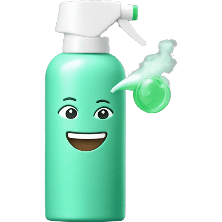 Breath spray with a happy face on bottle, mint green colored bottle  emoji