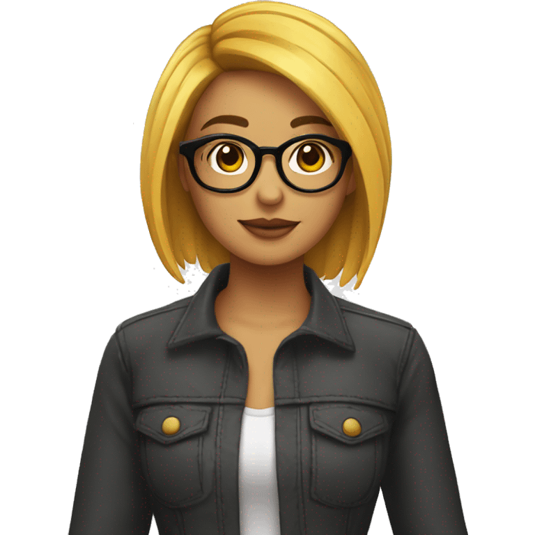 Chica cabello corto hasta los hombros y lentes  emoji