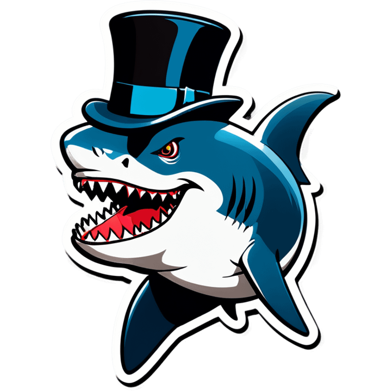 Shark with a top hat emoji