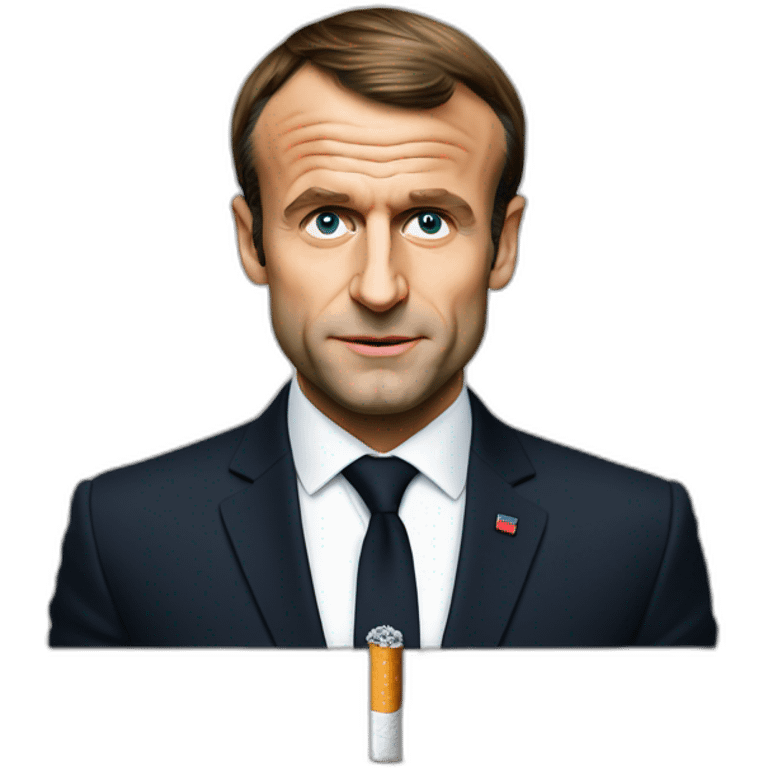 Emmanuel macron avec une cigarette  emoji