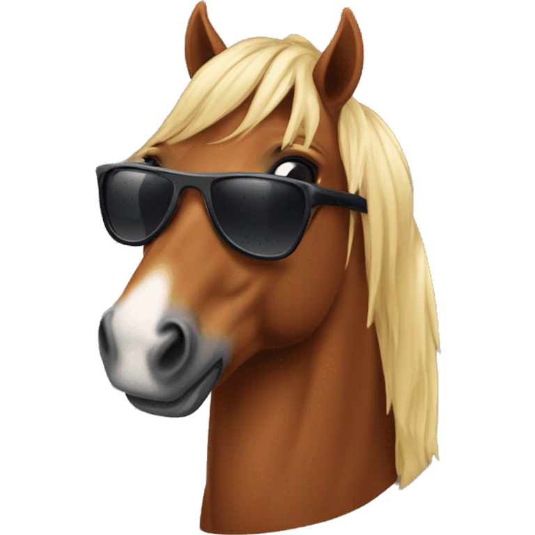 bay horse with sunglasses emoji