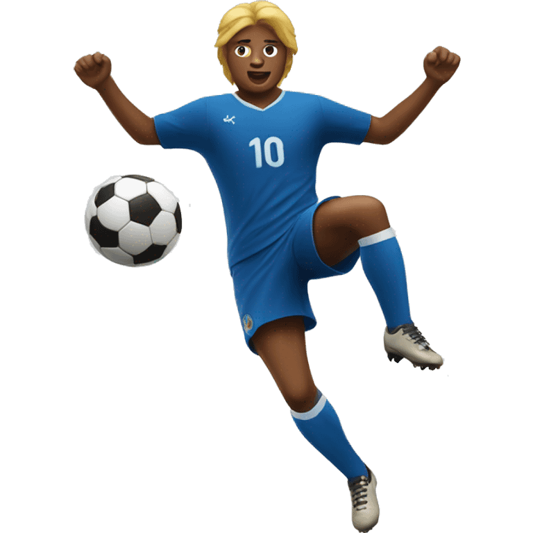 
a soccer player doing the overhead kick emoji