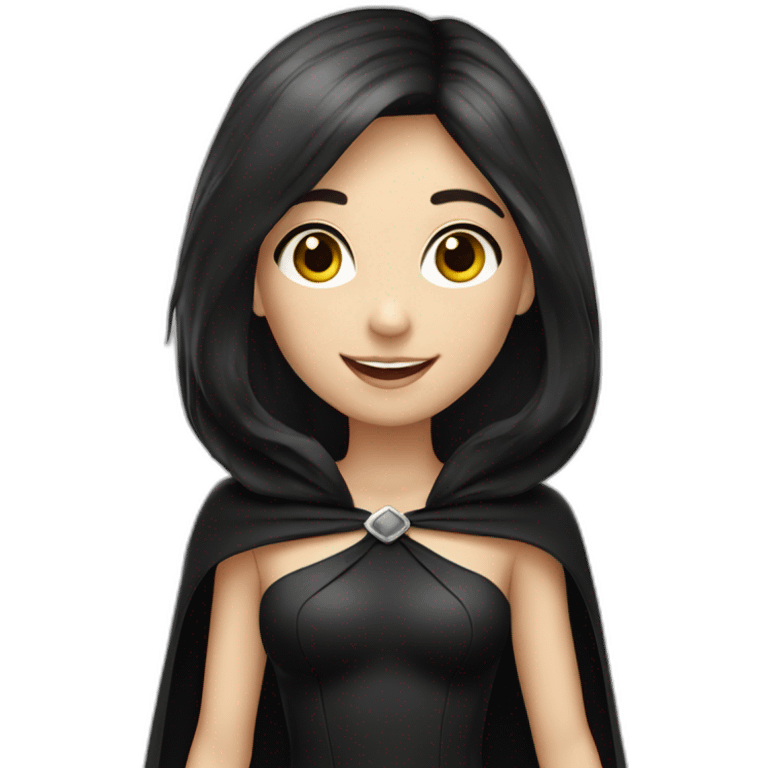 Happy-White-skin-girl—face-with-black-cape-costume-and-black-hair emoji