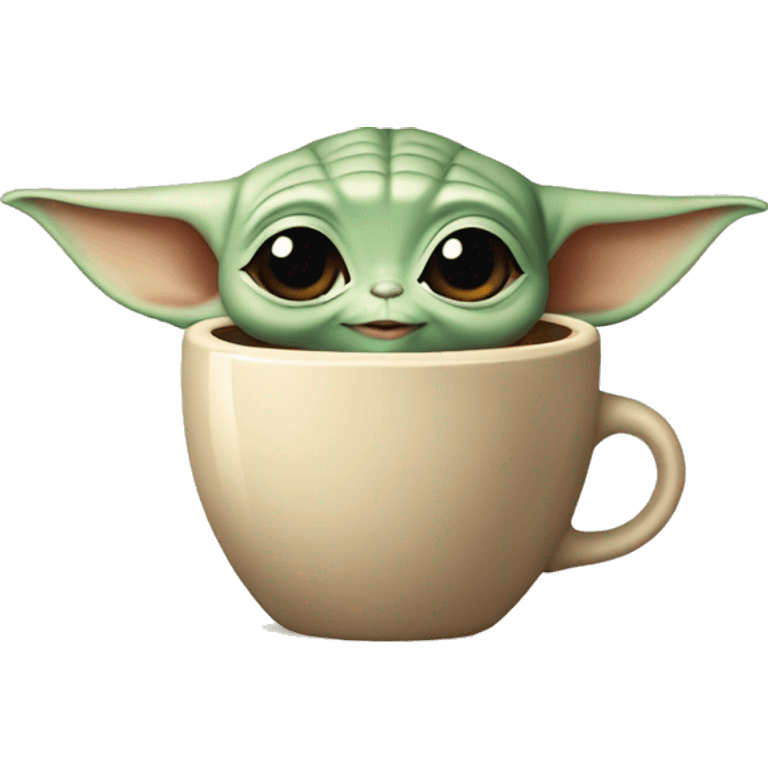 Baby yoda tomando cafe emoji