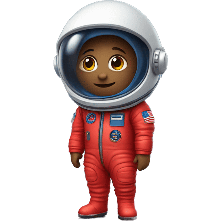 full body tiny person in a red spacesuit with no visible arms or face with blue visor and two legs emoji