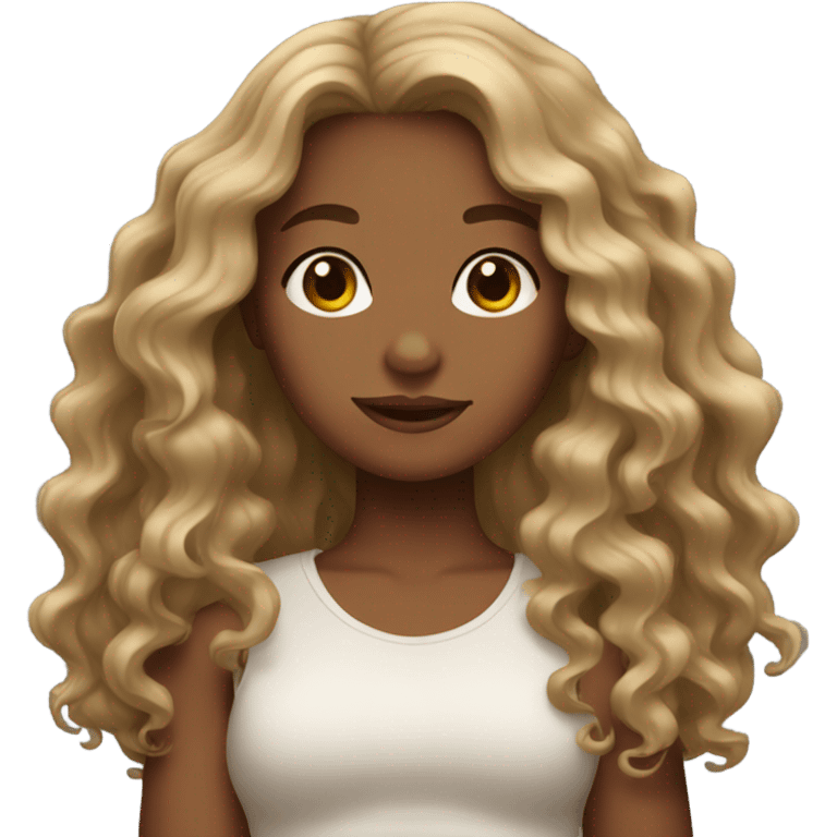 Tan girl with wavy hair emoji