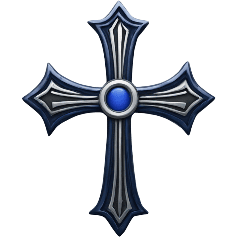 generate a gothic cross in black and silver and navy blue emoji